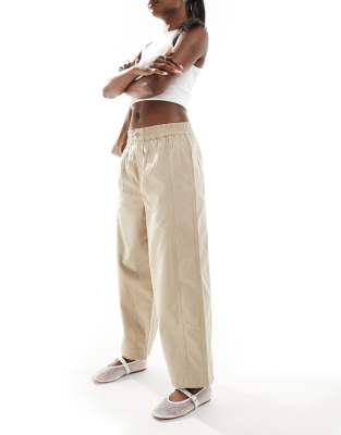 ASOS DESIGN LAUNDERED BARREL LEG PULL ON PANTS 