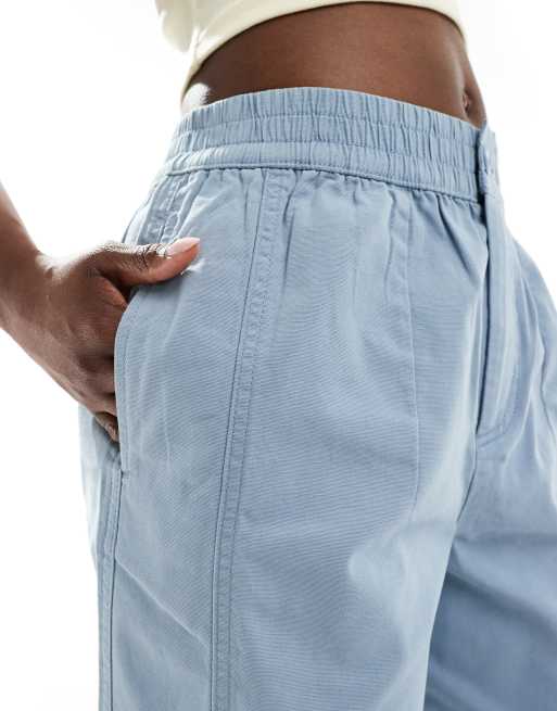 ASOS DESIGN laundered barrel pull on pants in dusty blue, 5 of 5