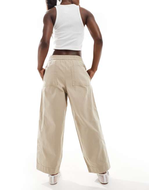 ASOS DESIGN laundered barrel pull on pants in taupe, 3 of 5