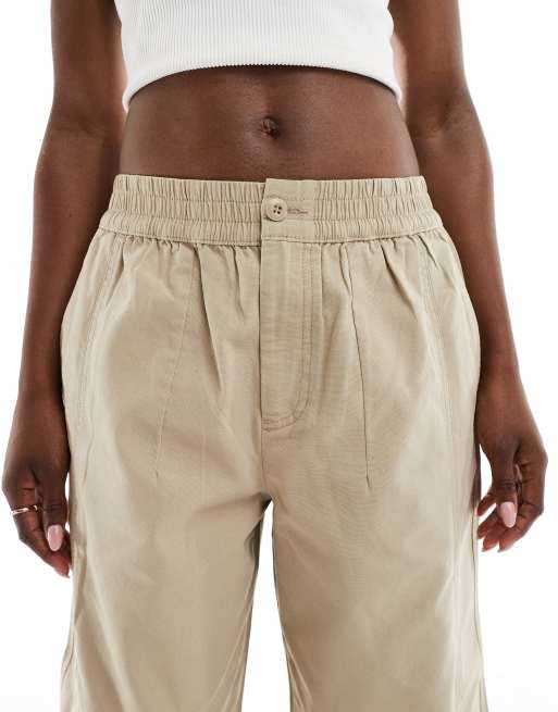 ASOS DESIGN laundered barrel pull on pants in taupe, 5 of 5