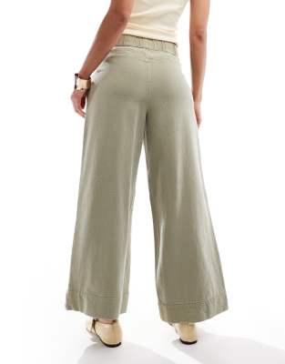 Asos Design Laundered Cropped Wide Leg Pants