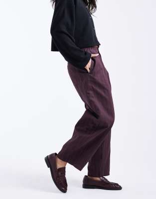 Asos Design Laundered Pull On Barrel Leg Pants In Brown
