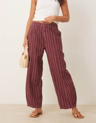 Asos Design Laundered Pull-on Barrel Pants In Red