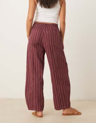 Asos Design Laundered Pull-on Barrel Pants In Red