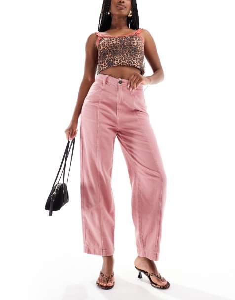 ASOS DESIGN laundered seamed barrel pants in rose - view 1