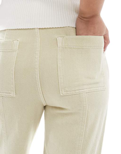 ASOS DESIGN laundered seamed barrel trousers in sage, 3 of 5