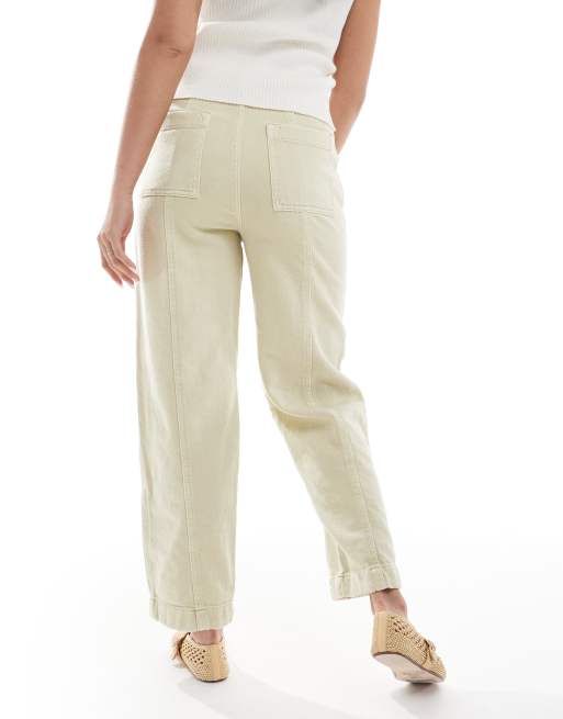 ASOS DESIGN laundered seamed barrel trousers in sage, 4 of 5