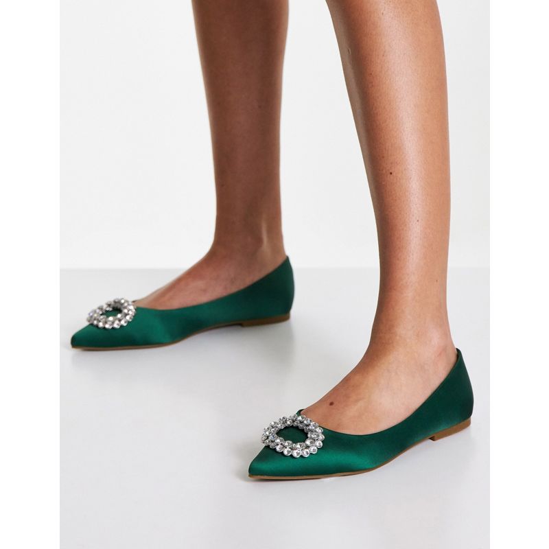 Donna Scarpe DESIGN - Laura - Scarpe a punta in raso verde con finiture decorate