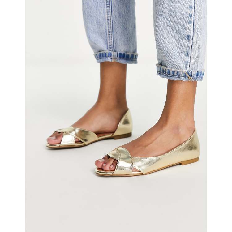 Open toe ballet online flats