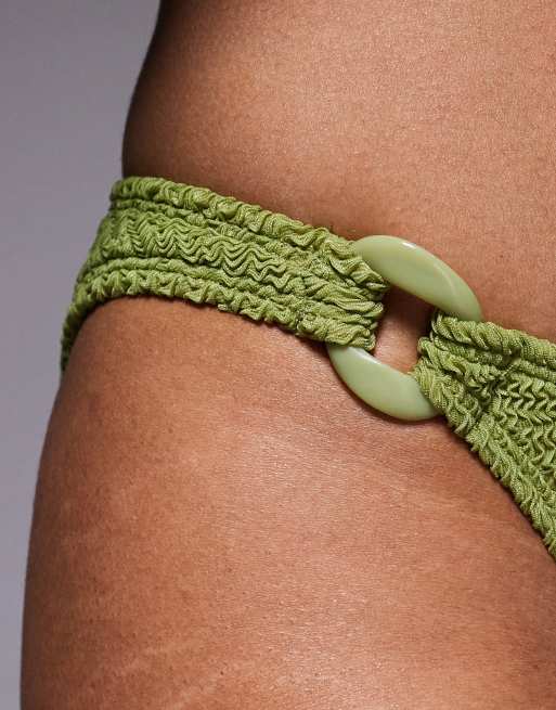 ASOS DESIGN - Lauren - Limegrønne bikinitrusser med høj benskæring og kædeledsdetaljer, 2 af 4