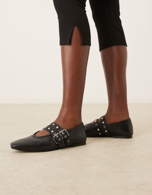 ASOS DESIGN - Lava - Mary Jane ballerina's van premium leer in zwart, 4 van 4