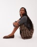 ASOS DESIGN Lava premium chisel toe mary jane ballet flats in chocolate suede