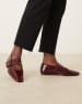 ASOS DESIGN Lava premium chisel toe mary jane ballet flats in chocolate suede