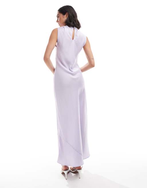 ASOS DESIGN – Lavendellila midiklänning i satin, 4 av 4