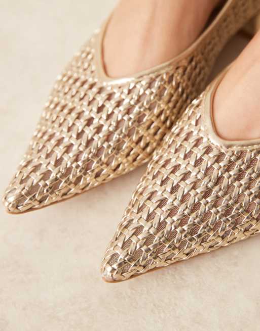 ASOS DESIGN - Lavinia - Ballerina's met hak in goud geweven , 4 van 4