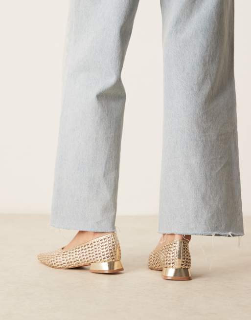 ASOS DESIGN - Lavinia - Ballerine oro intrecciate con tacco , 2 di 4