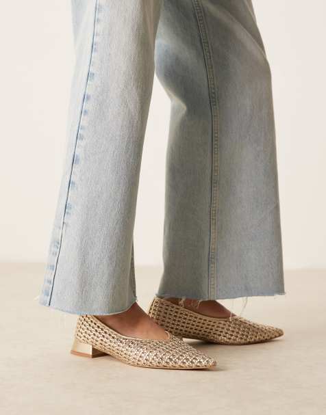 ASOS DESIGN - Lavinia - Guldfarvede flettede højhælede ballerinaer - view 1