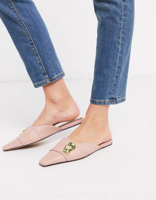 pink mules flat