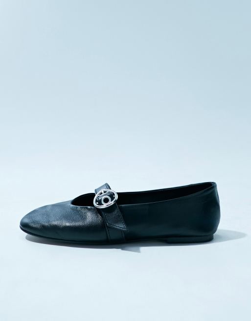 ASOS DESIGN – Lavish – Premium – Svarta, platta Mary Jane-skor i läder, 2 av 4