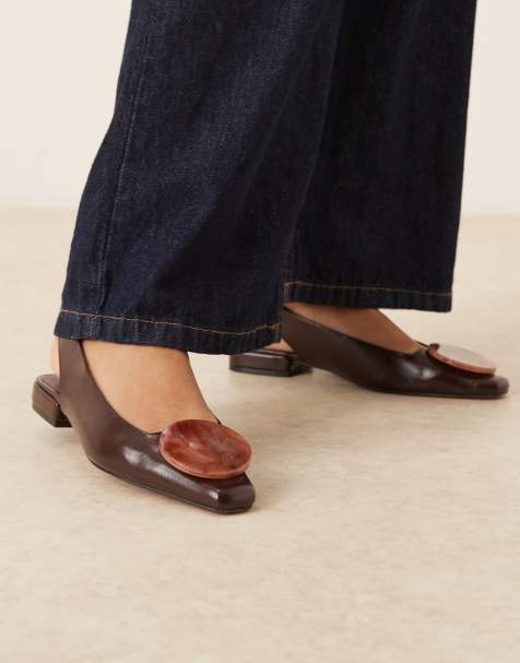 ASOS DESIGN - Lavish - Slingback ballerina's met afwerking in chocoladebruin - view 1