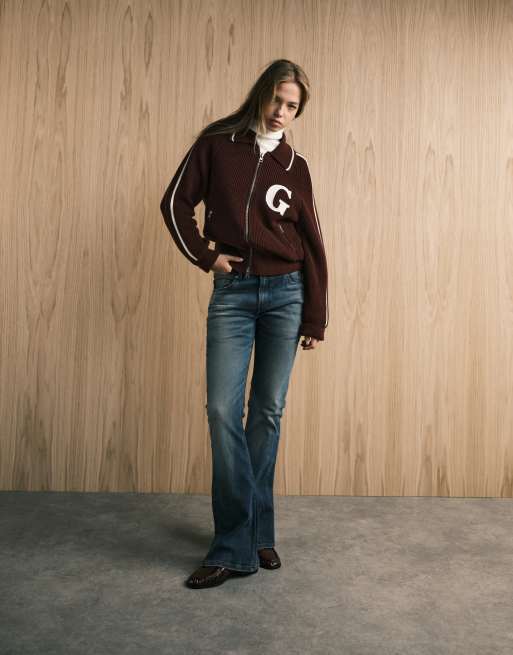 ASOS DESIGN - Lavtaljede bootcut-jeans i blå vintage-vask 