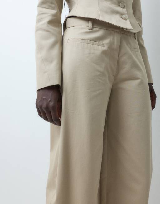 ASOS DESIGN lavtaljede horseshoe-bukser i sæt, stone, 5 af 9