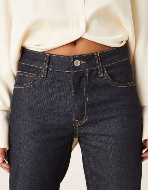 ASOS DESIGN - Lavtaljede jeans med lige ben i blækblå vask, 4 af 5