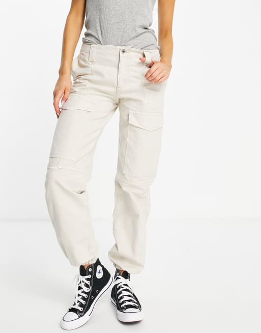 ASOS DESIGN - Lavtaljede utility-bukser i beige, 4 af 4