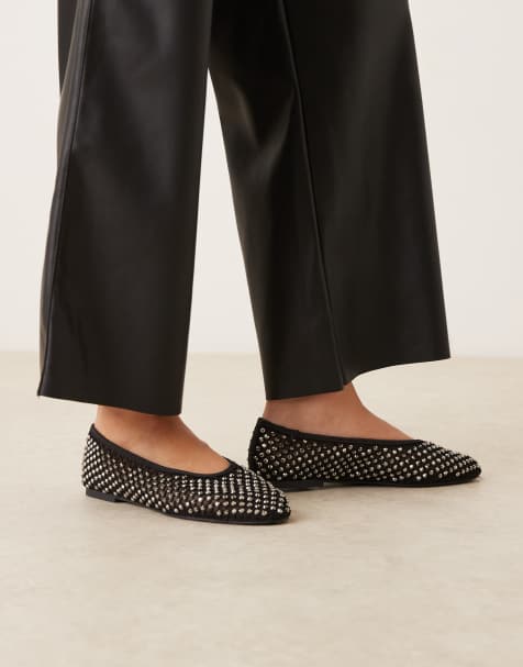 ASOS DESIGN Lawn embellished ballet flats in black - view 1
