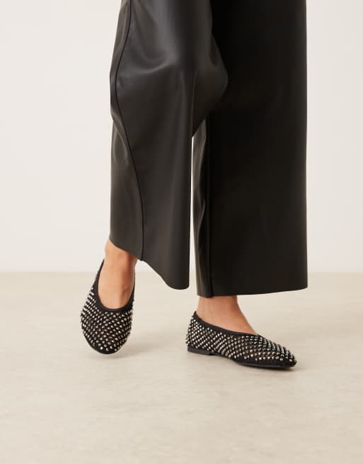 ASOS DESIGN Lawn embellished ballet flats in black, 4 of 4