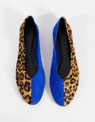 Asos Design Lawn Premium Hair On Leather And Suede Ballet Flats In Multi