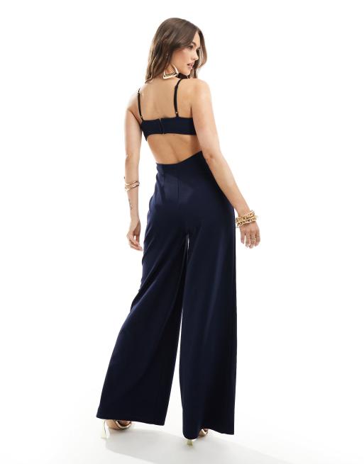 Asos navy blue jumpsuit clearance
