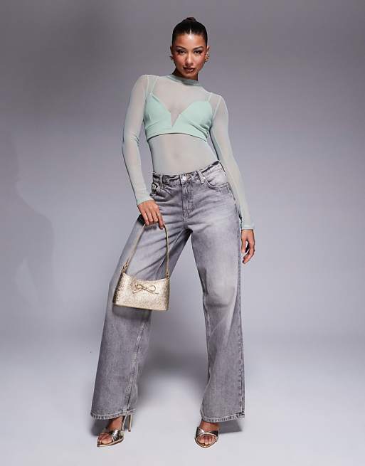 ASOS DESIGN layered mesh bodysuit with plunge bralette in ASOS DESIGN layered mesh bodysuit with plunge bralette in