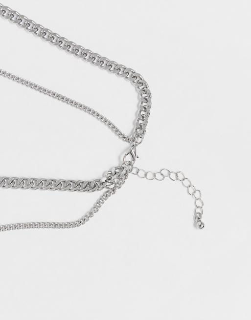 ASOS DESIGN chunky rope jean chain in silver tone