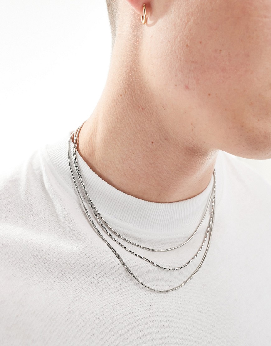 layered necklace pack in silver tone