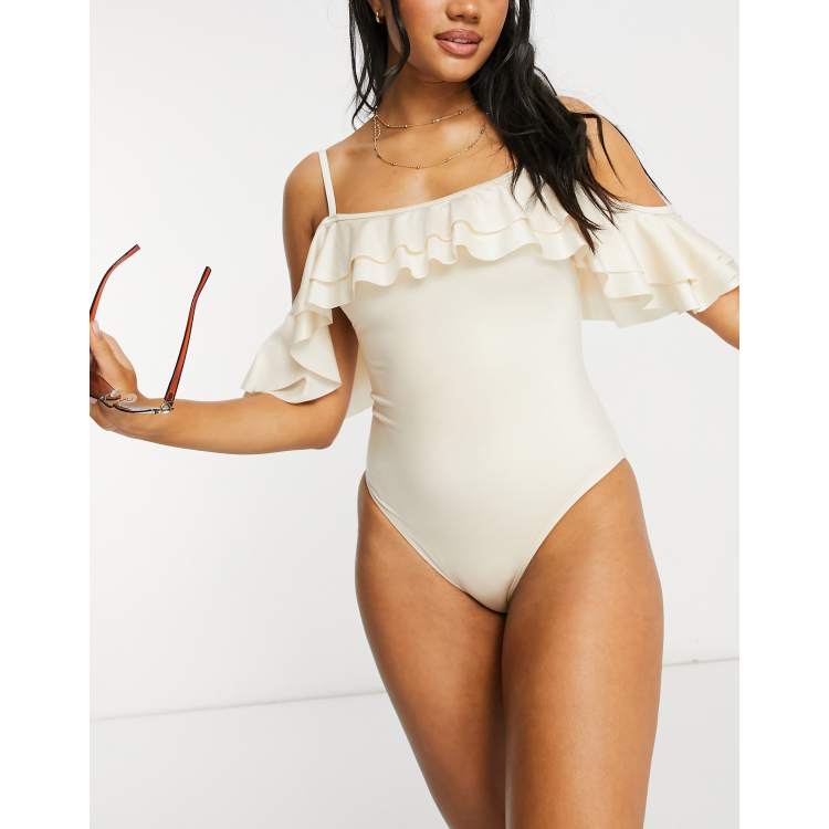 Ruffle clearance overlay swimsuit