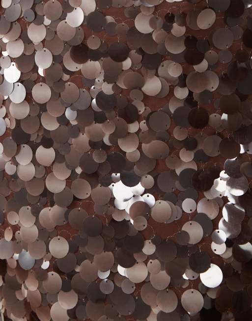 ASOS DESIGN layered sequin mini skirt in brown, 5 of 5