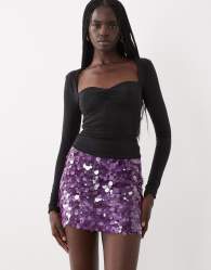 ASOS DESIGN layered sequin mini skirt in purple