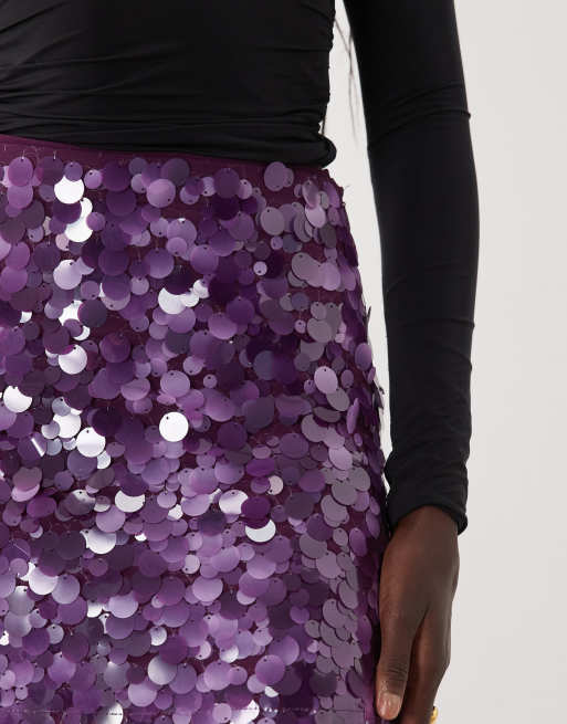 ASOS DESIGN layered sequin mini skirt in purple, 5 of 5