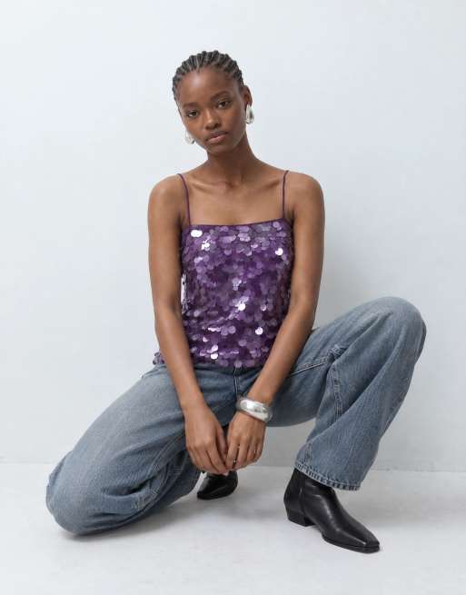 ASOS DESIGN layered sequin square neck cami, 8 of 9