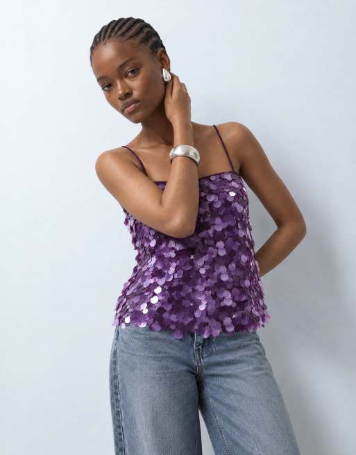 ASOS DESIGN layered sequin square neck cami, 9 of 9