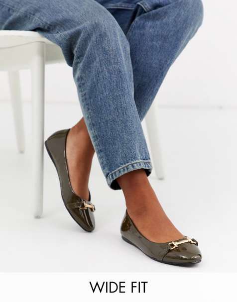 ASOS DESIGN - Layla - Ballerines plates pointure large - Olive