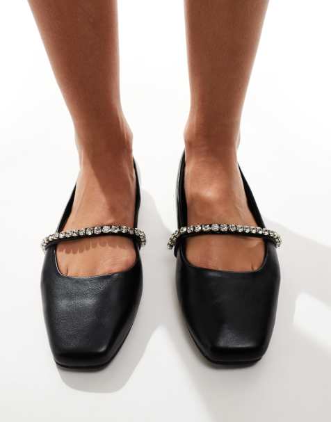ASOS DESIGN Layla embellished mary jane ballet in black - view 1