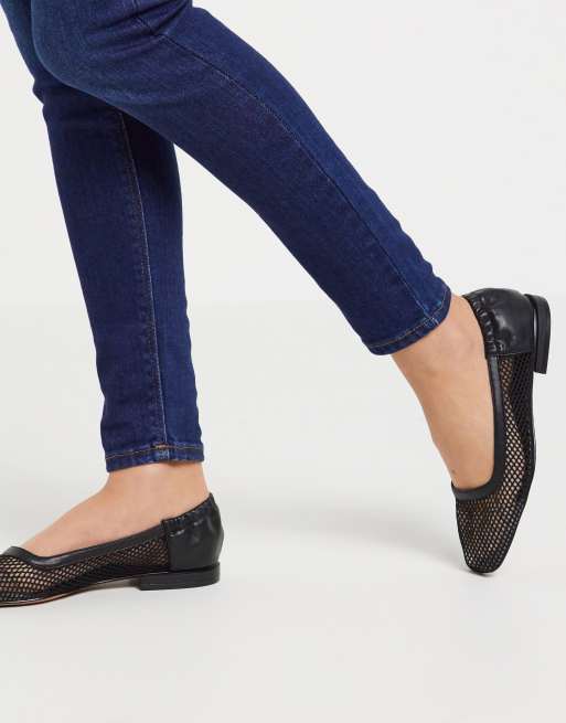 black square toe ballet flats