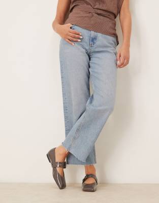 Asos Design Lazarus Angular Toe Mary Jane Ballet Flats In Gray