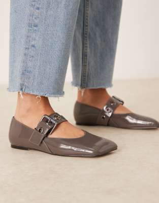 ASOS DESIGN - Lazarus - Mary-Jane-Ballerinas in Grau