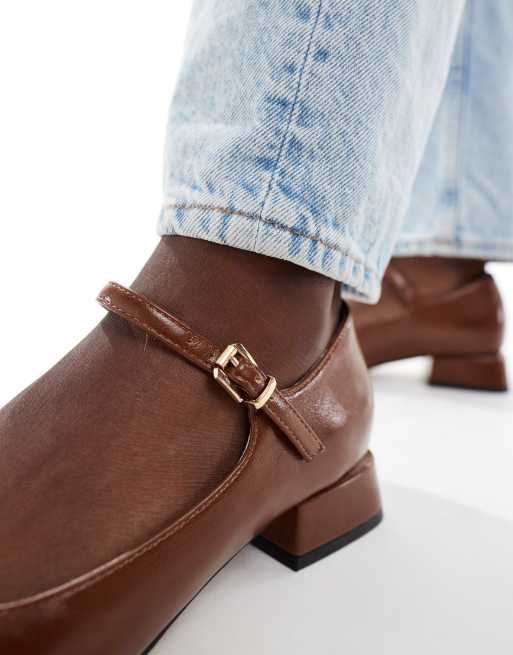 ASOS DESIGN – Lead – Brązowe balerinki Mary Jane na obcasie, 2 z 4