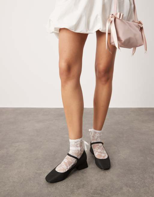 ASOS DESIGN Lead heeled mary jane ballet shoes in black ASOS