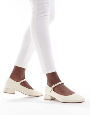 ASOS DESIGN - Lead - Mary-Jane-Ballerinas in Gelb mit Absatz