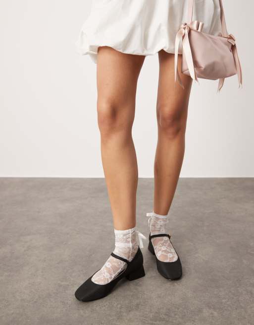 ASOS DESIGN – Lead – Svarta ballerinaskor i Mary Jane-stil med klackar
